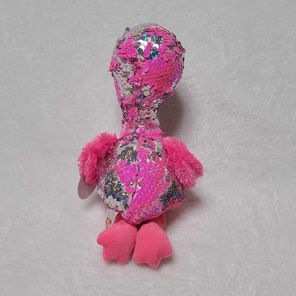 Ty Beanie Boo Flippables Pinky Flamingo 9" Beanie Color Changing Sequins w/ Tags - Picture 2 of 10